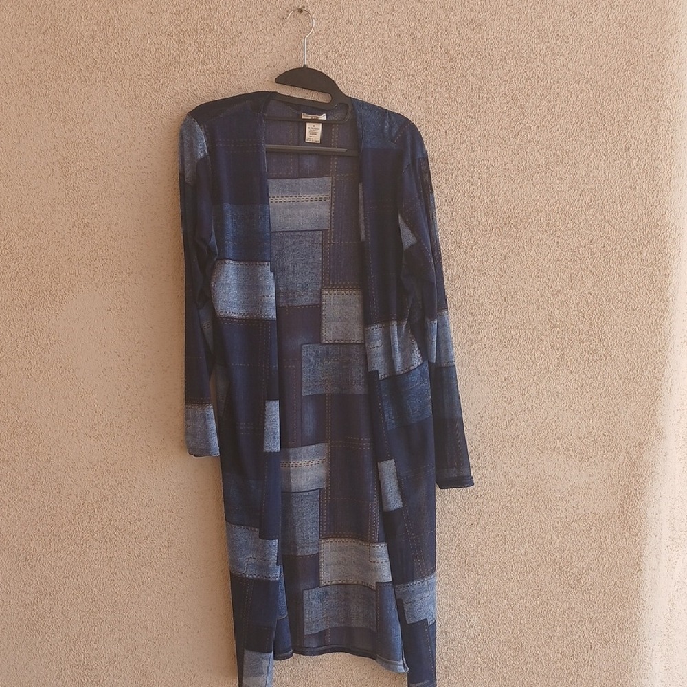 $$Make Offer$$ NYC Blue and Gold Patterned Cardigan